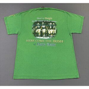 Rare Vintage Y2K Notre Dame Here Comes The Irish NCAA Football Green Large Shirt